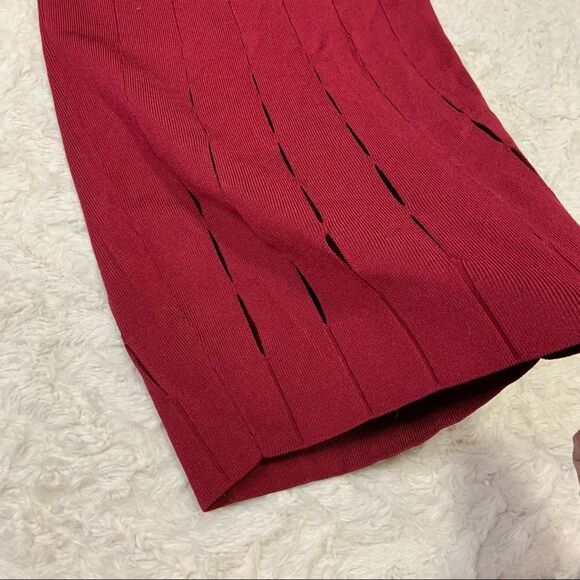🆕 Cushnie Et Ochs Knit Pencil Skirt with Slits - Ruby - Picture 4 of 8